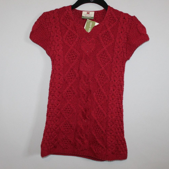 NWT Carraig Donn Cable Knit Wool Cap Sleeve Dress Red Girl's Size Medium H12020 - Picture 2 of 11
